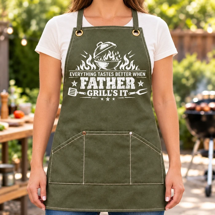 The Grillfather Best Flipping Dad Ever - Personalized Embroidered Apron