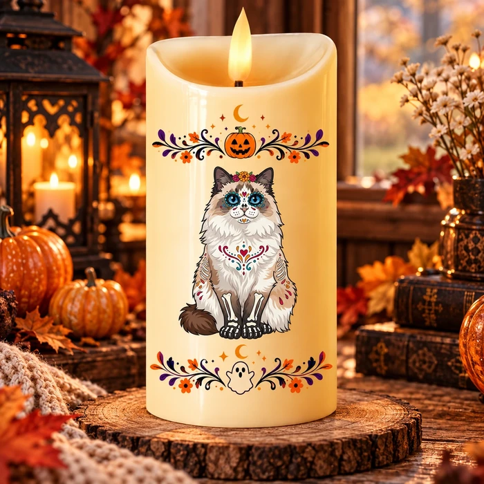 Custom Photo Hispanic Pet Day Of The Dead - Personalized Flameless Led Candle