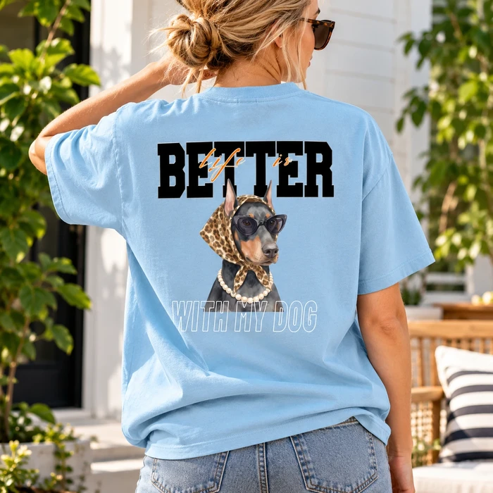 Better With Dogs Photo – Personalized T-Shirt, Custom Dog Photo Shirt, Dog Mom And Dog Dad Gift, Pet Lover Tee, Birthday Gift For Dog Owners