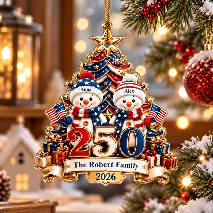 Snowman 250 Years Of Freedom America Anniversary - Personalized Custom Shaped Acrylic Ornament