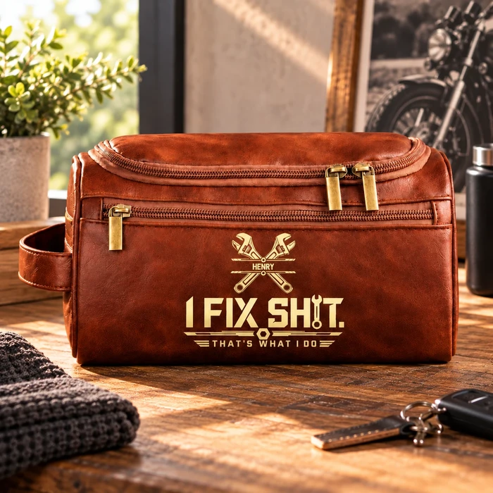 I Fix Sh*T That'S What I Do Custom Name - Personalized Leather Tool Bag - Funny Gifts For Dad, Husband, Grandpa & Handyman