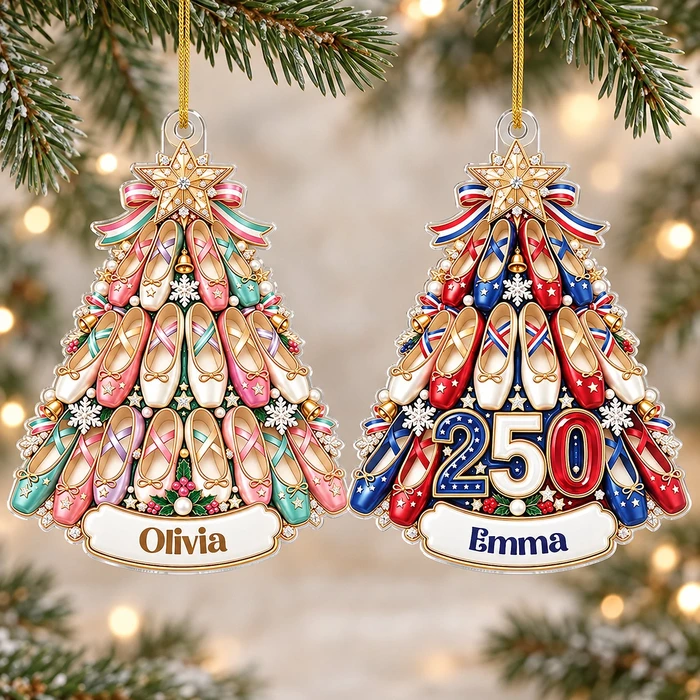 Personalized Acrylic Christmas Ornament Custom Name – Ballet Dancer Christmas Tree Keepsake, 250th Anniversary Patriotic Dance Gift, Nutcracker Decor