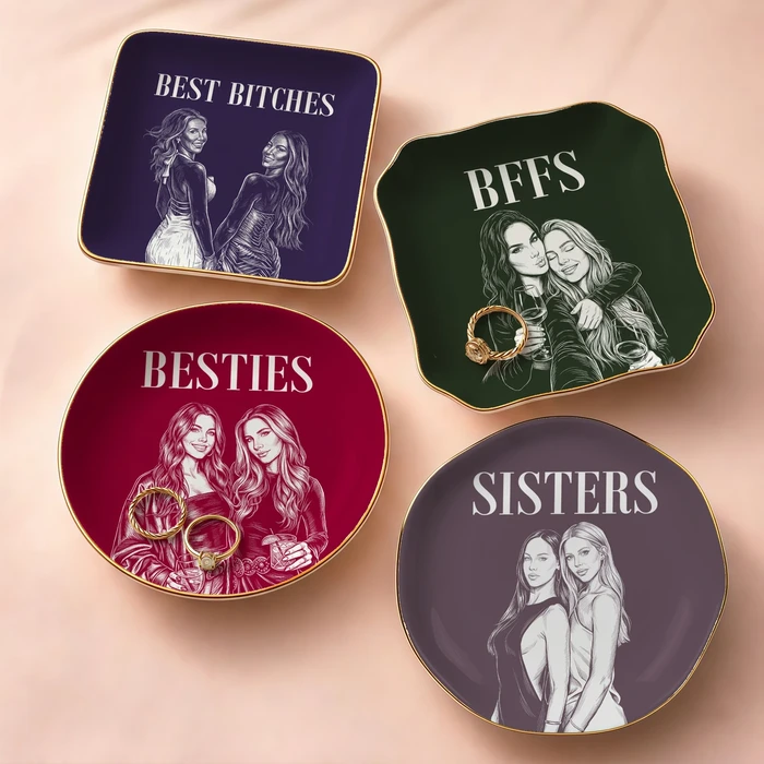 Best Friend - Personalized Custom Photo Pencil Sketch Ring Dish