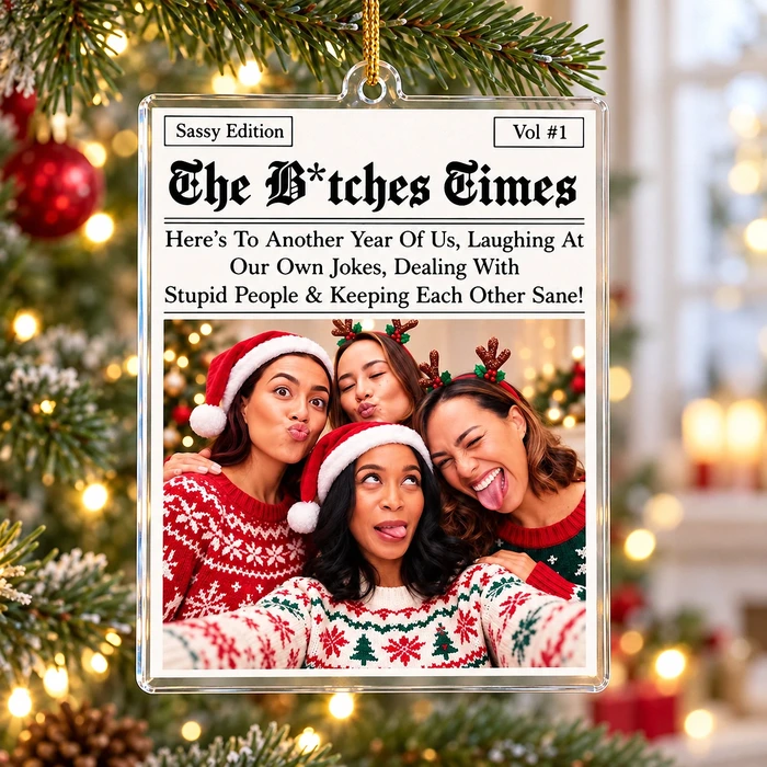 Custom Best Friends Newspaper Photo Ornament