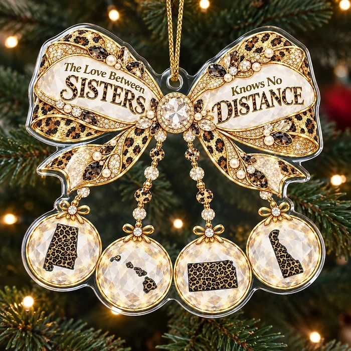 The Love Between Sisters Knows No Distance Personalized Ornament, Custom States, Long Distance Sister Keepsake, Christmas Gift