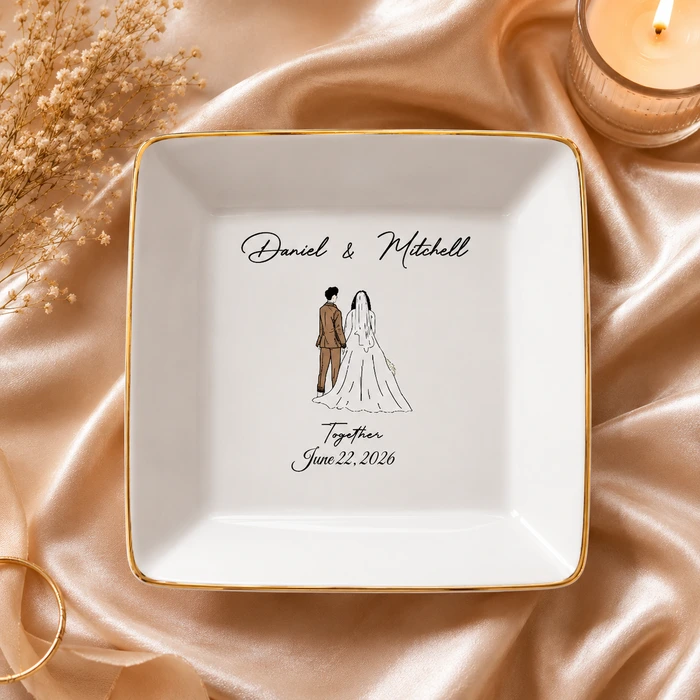 Personalized Wedding Plate, Custom Couple Names Dish, Wedding Keepsake Plate, Bride And Groom Gift, Anniversary Memory Plate