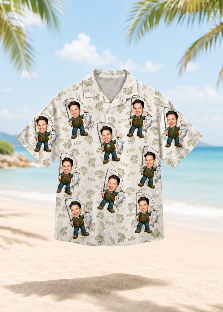Custom Face Hawaiian Shirt Personalized Dad Photo Vacation Gift Shirt