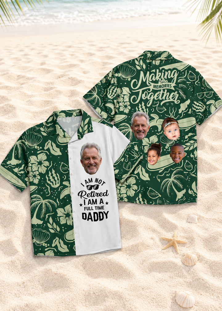 Custom Face Hawaiian Shirt Personalized Dad and Kids Vacation Shirt Gift for Dad