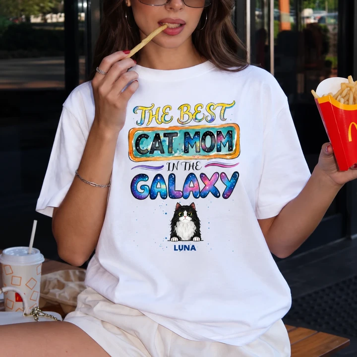 Personalized Cat Dad Shirt, Custom Cat Name The Best Cat Dad In The Galaxy T Shirt, Space Cat Lover Gift, Cat Dad Hoodie and T Shirt