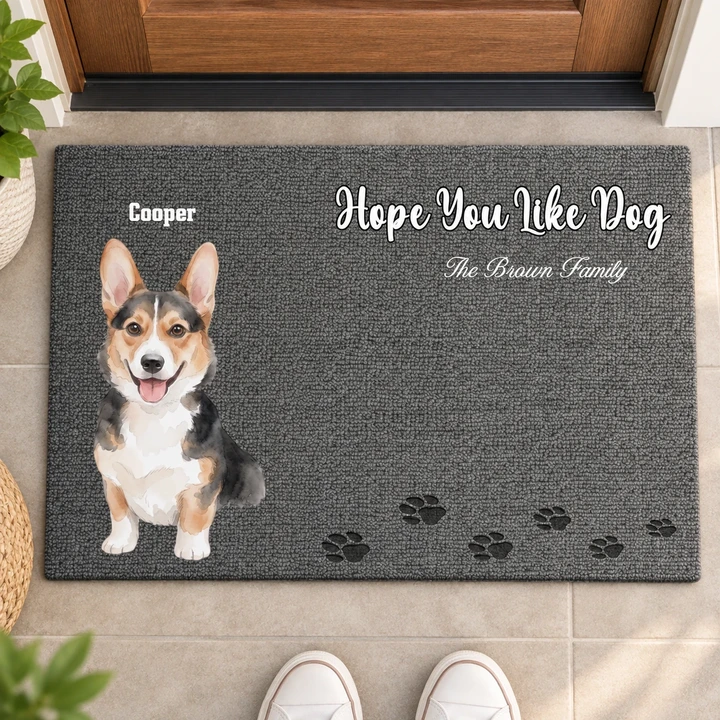 Cute Paw Print Floor Mat - Personalized Pet Photo Door Mat, Custom Dog Picture and Name