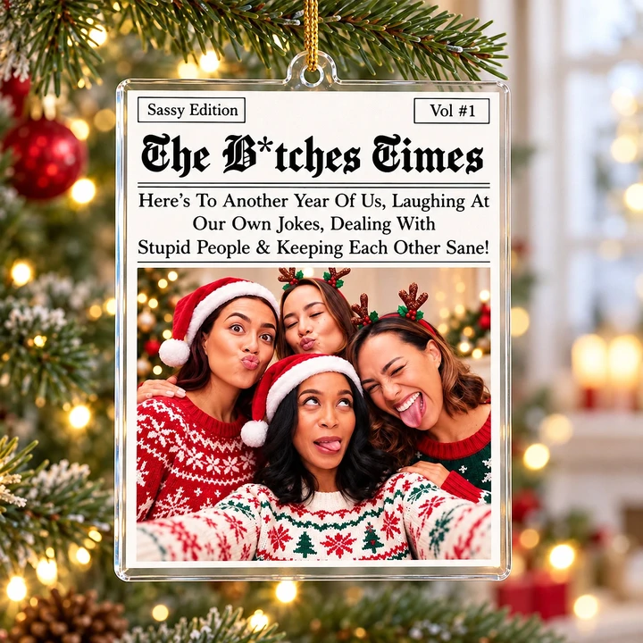 Custom Best Friends Newspaper Photo Ornament